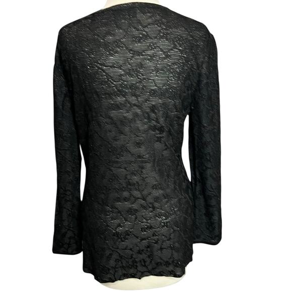 St John Evening Cardigan 2 Black Sparkly Metallic Sweater Quiet Luxury Vintage - Picture 5 of 16